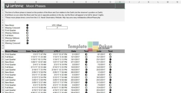 Moon Phase Calendar Potrait